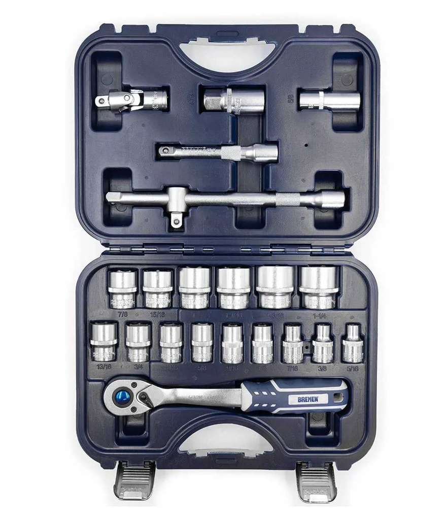 BOC.JGO Enc.1/2" x 22 Pzs con Accesorios (SAE) BREMEN® (7941)