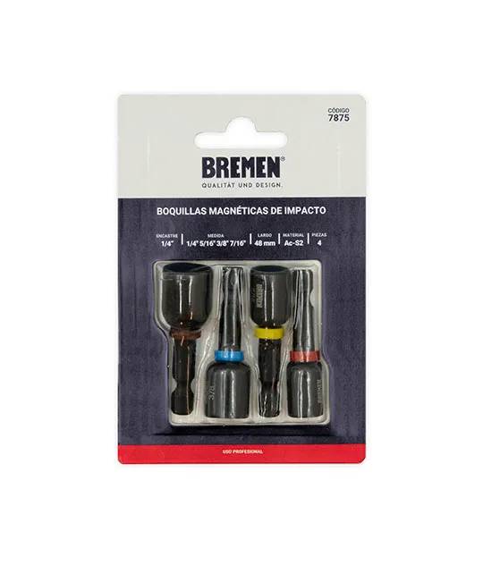 BOQUILLA MAGNETICA DE IMPACTO 1/4" 5/16" 3/8" 7/16" x 48mm [Blister 4 unid] BREMEN® (7875)