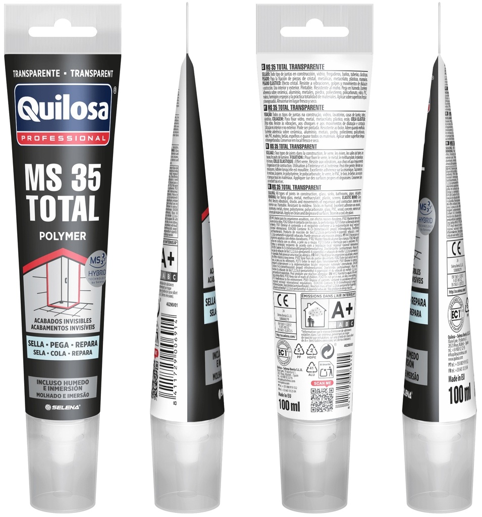 ADHESIVO Y SELLADOR MS-35 TOTAL TRANSPARENTE 100 ml. QUILOSA (10051699)