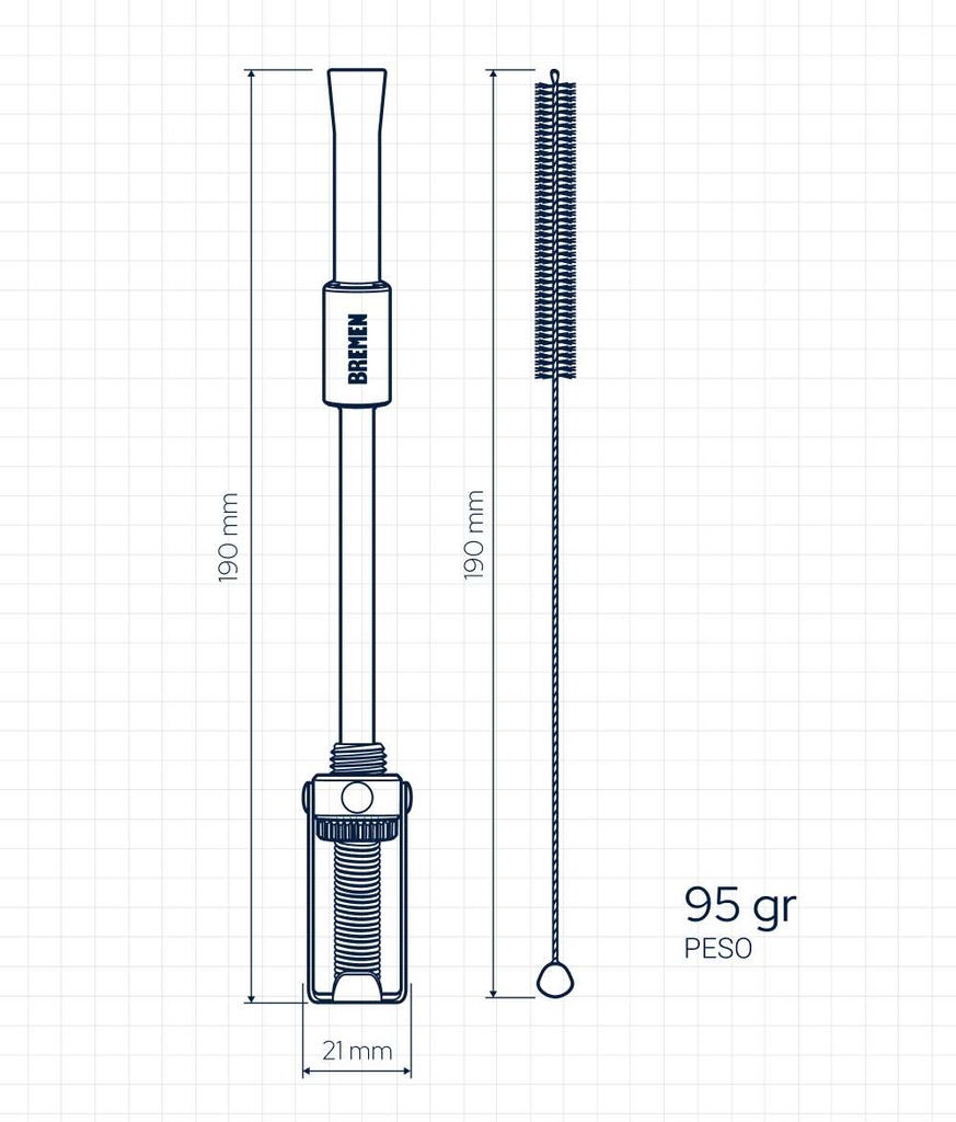BOMBILLA FILTRO REGULABLE y CEPILLO LIMPIADOR BREMEN® (8505)