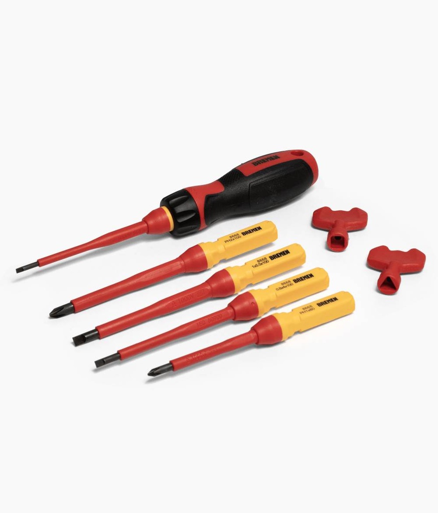 JUEGO DESTORNILLADOR ELECTRICISTA Varillas Intercambiables (8 Pzs) BREMEN® (8668)