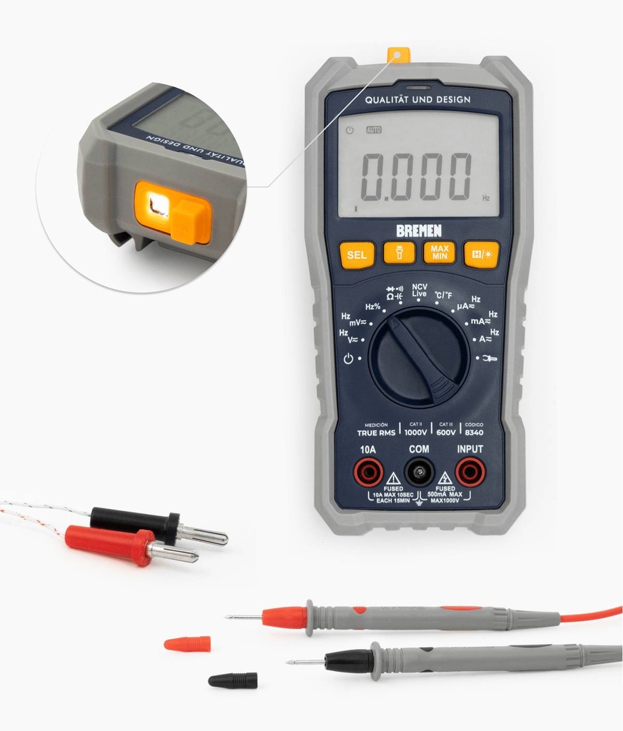 MULTÍMETRO DIGITAL TRUE RMS AUTORANGO BREMEN® (8340)
