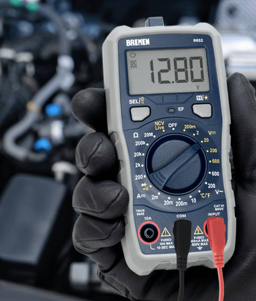 MULTÍMETRO DIGITAL TRUE RMS CON MED.DE TEMPERATURA BREMEN® (8652)