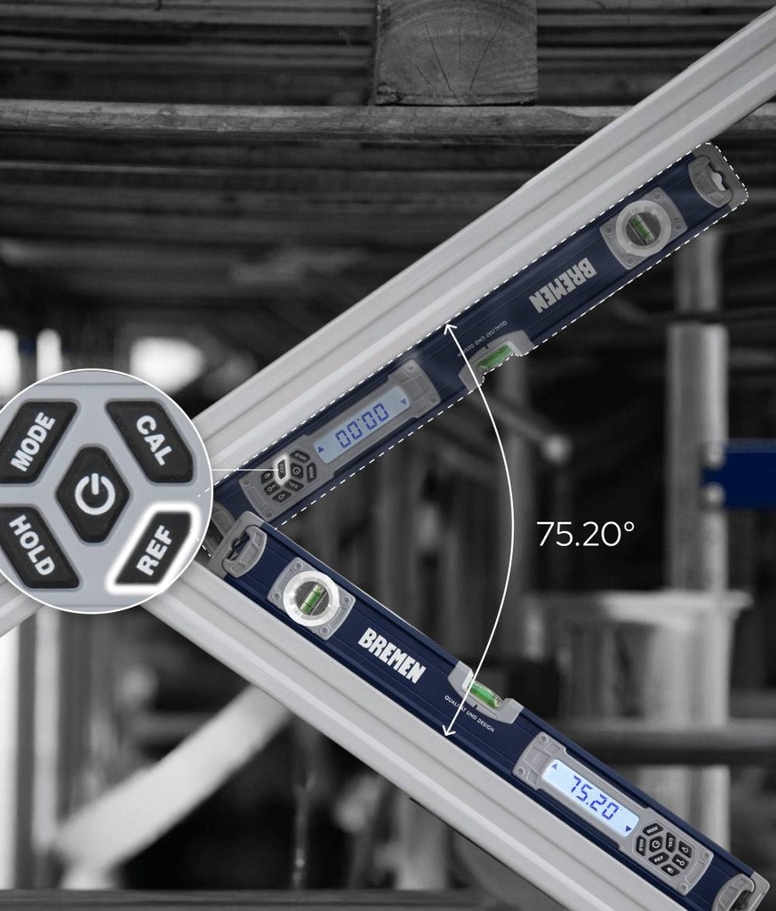 NIVEL ALUMINIO CON INCLINOMETRO DIGITAL 2 GOTAS IMANTADO 600mm BREMEN® (8670)