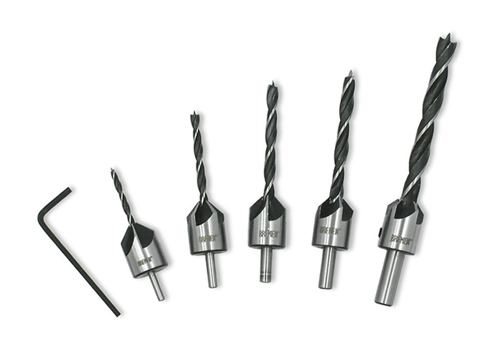 Mecha Biseladora p/Madera x 5 Pzs. (3, 4, 5, 6 & 8mm) BREMEN® (7597)