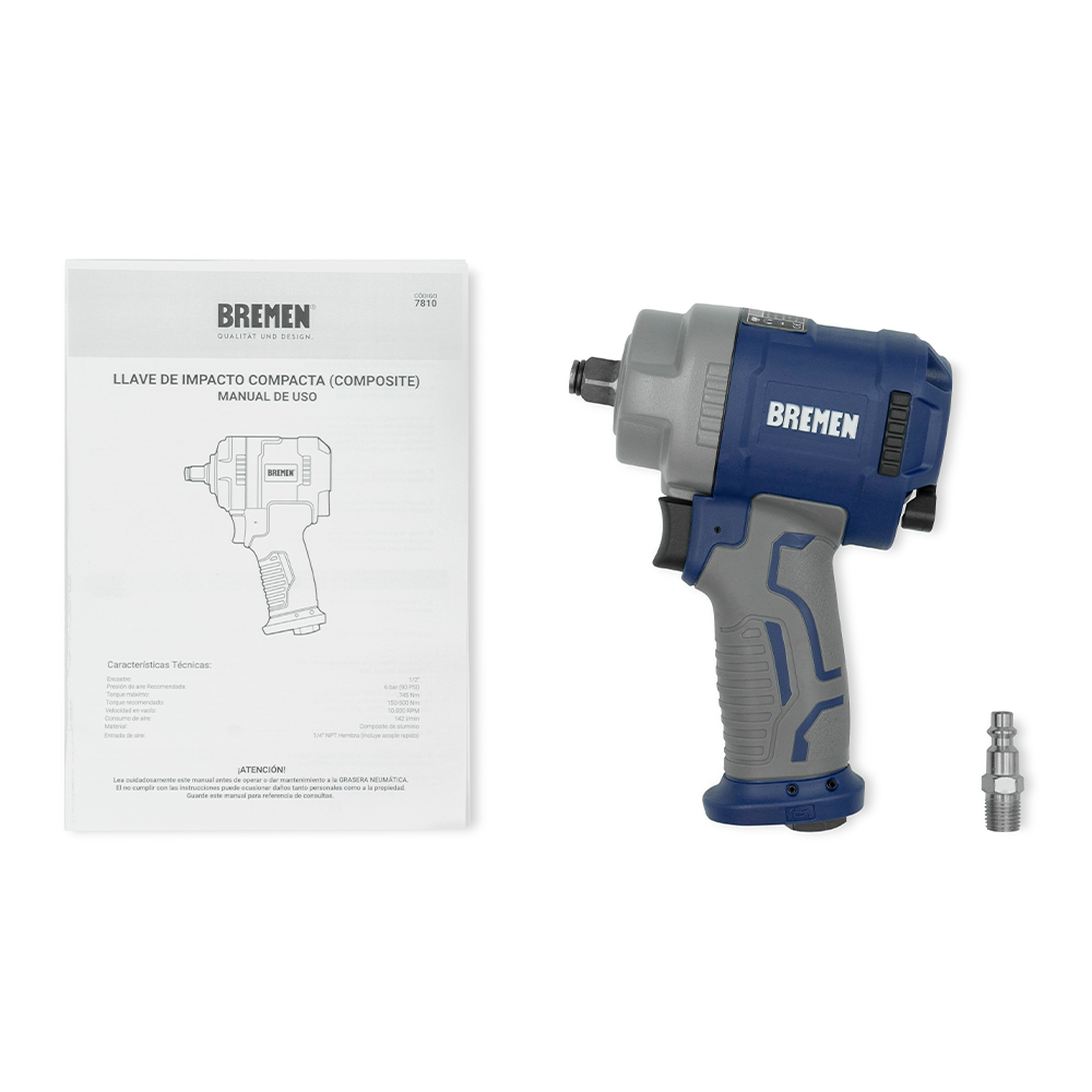 NEUMAT.LLAVE DE IMPACTO COMPACTA 1/2" 678 Nm- COMPOSITE BREMEN®* (7810)