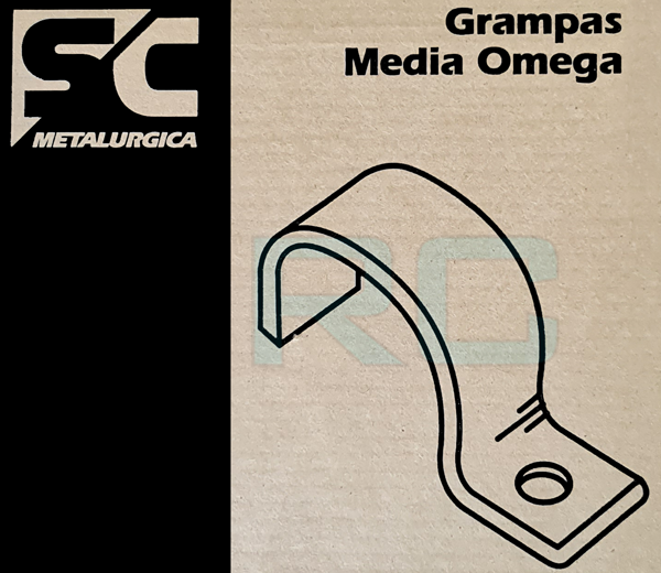 Grampa Media Omega 1/2&quot; Galvanizada 1,6 mm. (Caja x 50)
