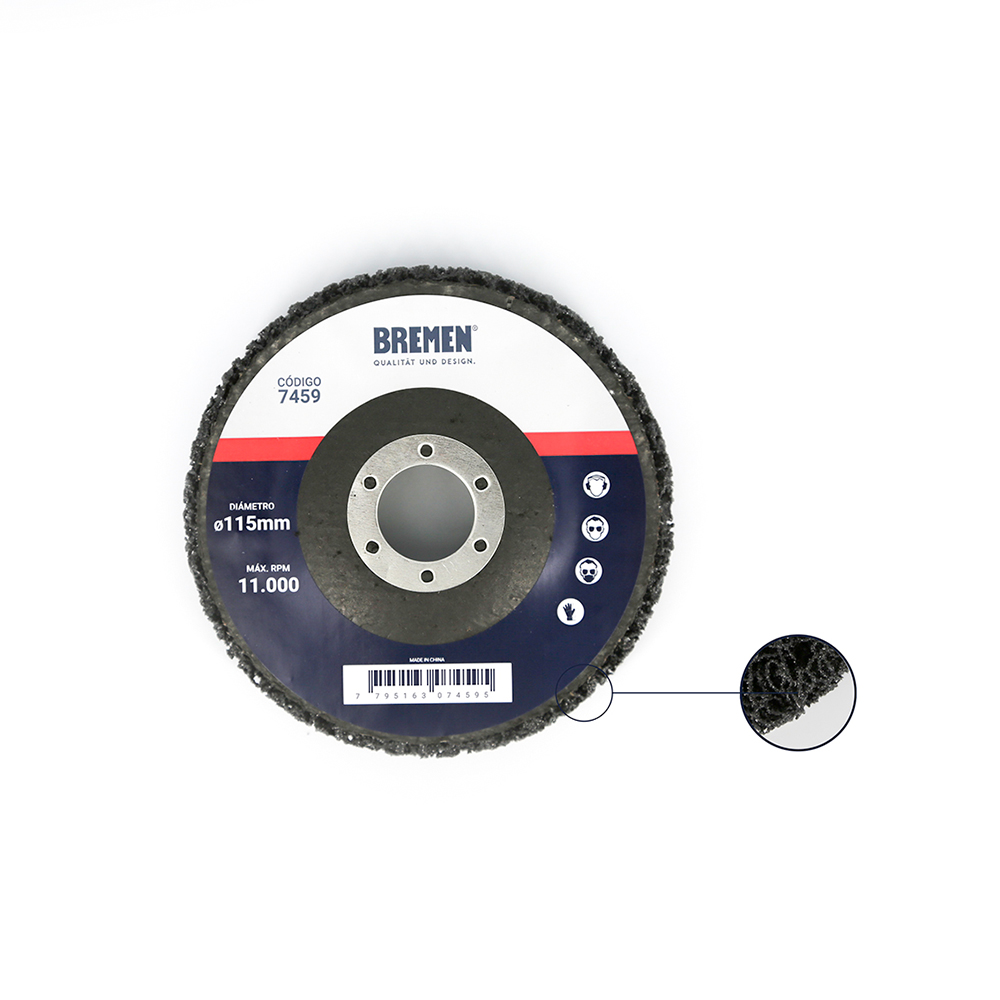 DISCO ABRASIVO FIBRA GRUESA 4-1/2" BREMEN® [5 unid] para Amol. Ang. (7459)