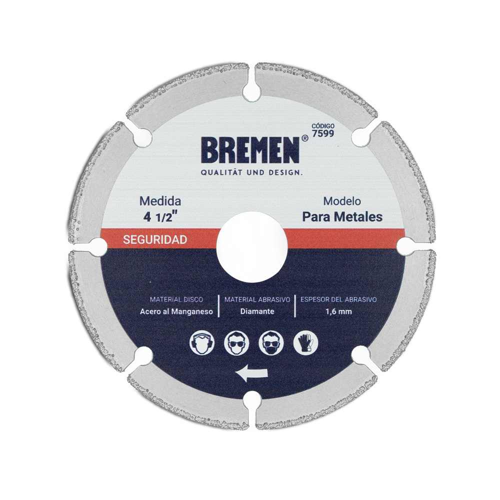 DISCO DIAM. BREMEN® 4-½" p/ CORTE METAL (ALTO RENDIMIENTO) (7599)