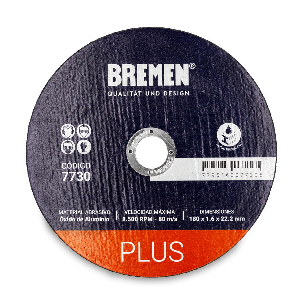 DISCO DE CORTE PLUS 7&quot; (180x1.6x22mm) [10 unid] BREMEN® (7730)