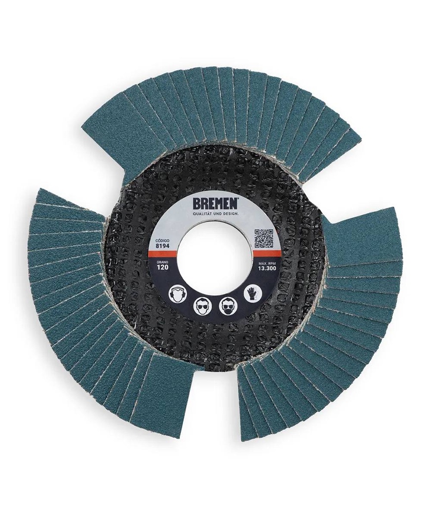 DISCO FLAP VISION 4-1/2" (ø115x22mm) ZIRCONIO - 120 [10 unid] BREMEN® (8194)