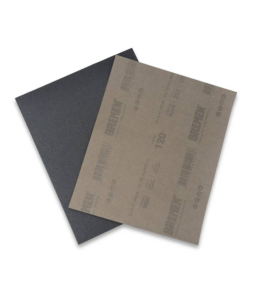 Lija al Agua [Grano 120] x 25 uni [Oxido de Aluminio] BREMEN® (8020)