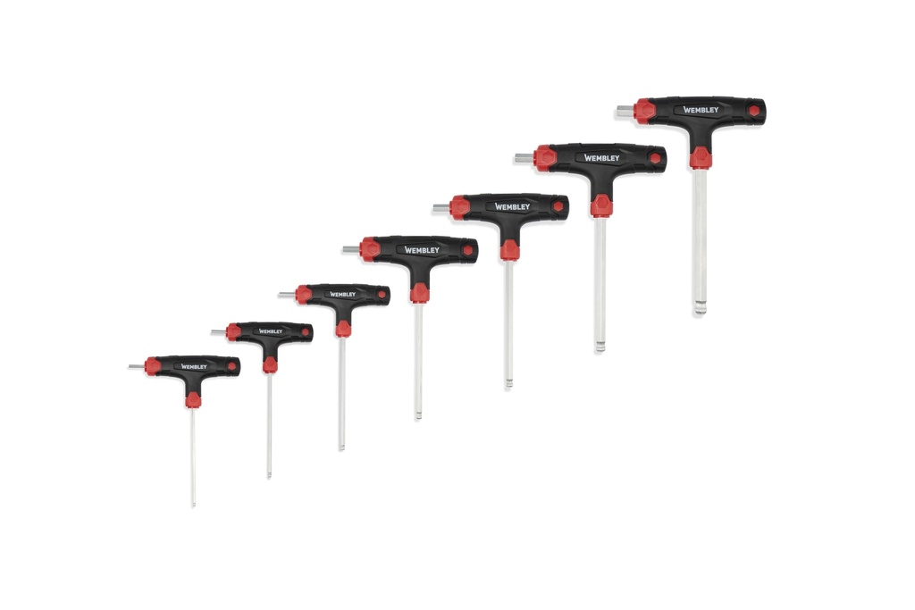 LLAVES ALLEN x 7Pzs.(2.5-3-4-5-6-8-10) Mango Anatómico-Serie Larga-Cardánica WEMBLEY® (8008)