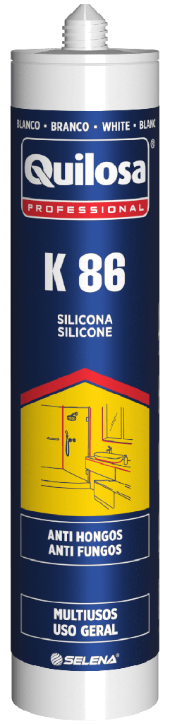 SELLADOR DE SILICONA ACETICA K-86 BLANCO 280 ml. QUILOSA (10043528)