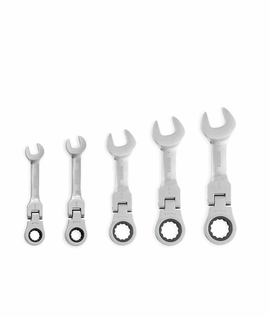 JUEGO LLAVES COMBINADAS CON CRIQUE CORTA ARTICULADA  8-14 (5 PZS) BREMEN® (8263)
