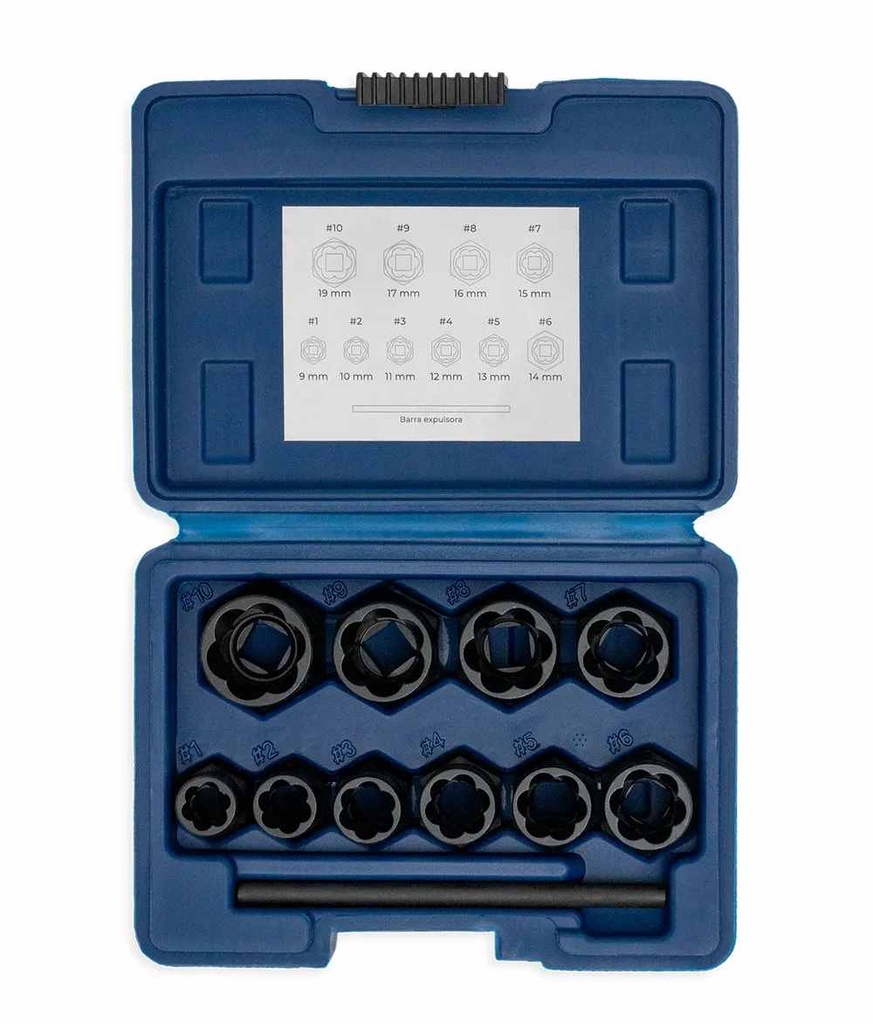 EXTRACTOR DE BULONES DAÑADOS EN JUEGO Enc.3/8" x  10 Pzs BREMEN® (8342)