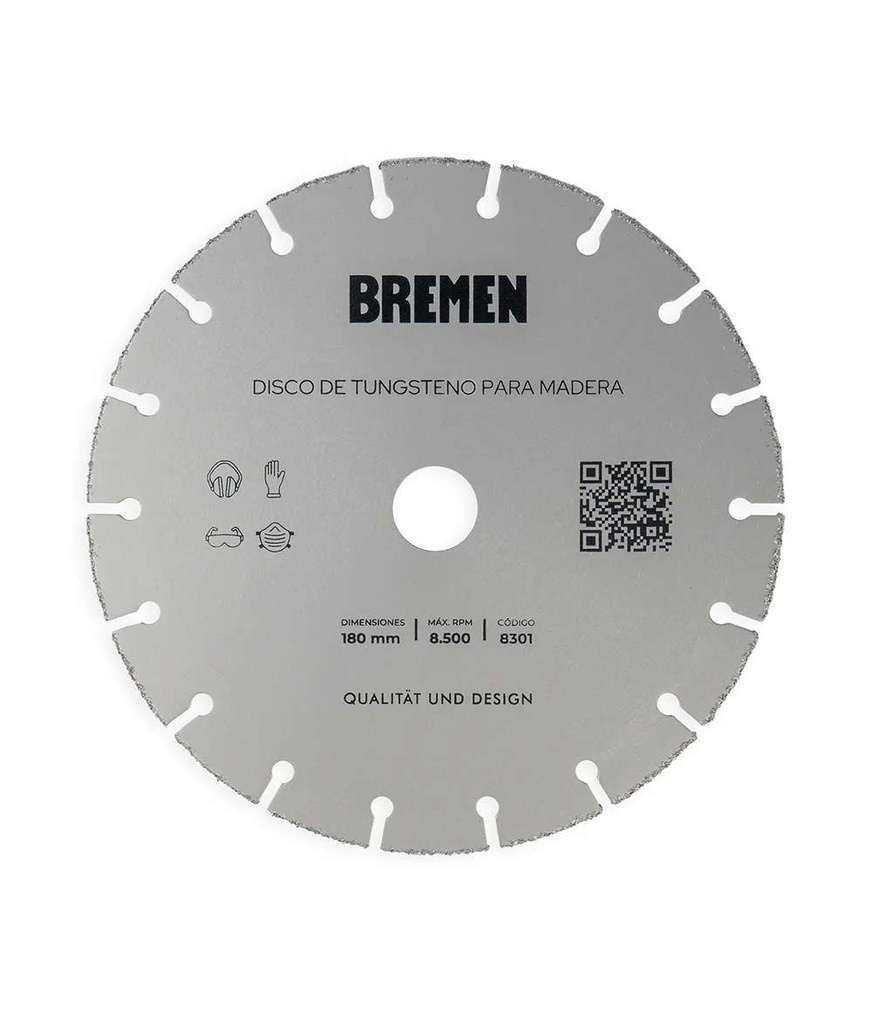 Disco de Tungsteno para Madera (180mm x 22,2mm) BREMEN® (8301)