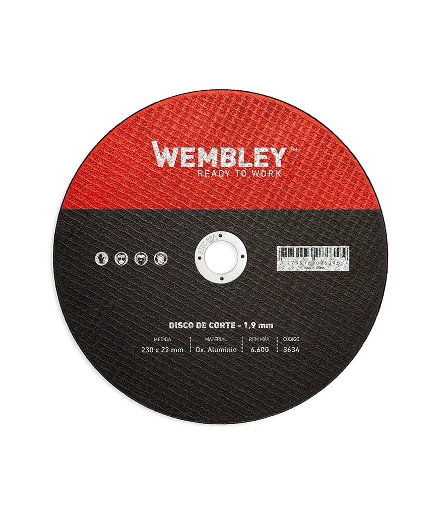 DISCO DE CORTE WEMBLEY® 9" (230x1.9x22mm) OX. ALUMINIO [10 unid] (8634)