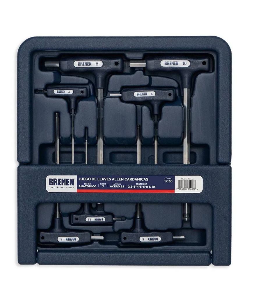 LLAVE ALLEN CARDANICA MANGO ANAT. 7PZ. BREMEN® (5030)