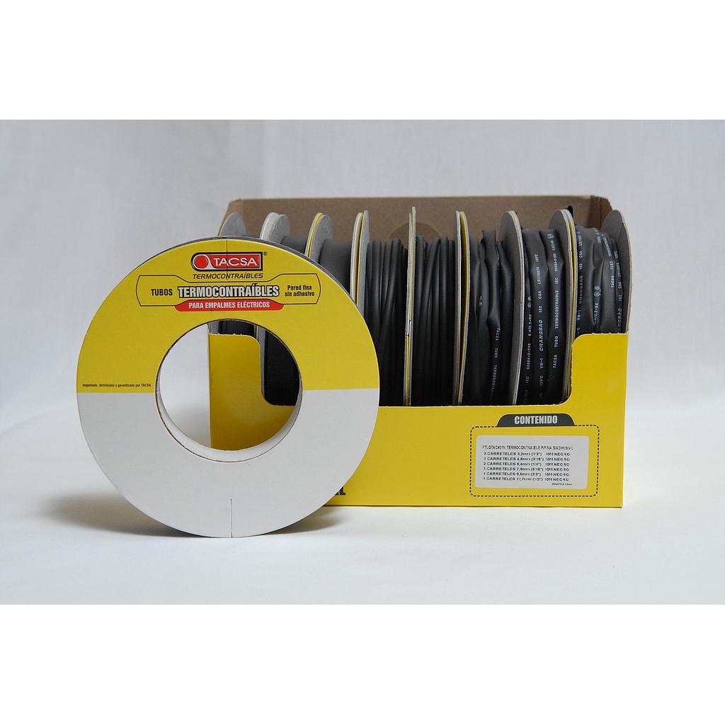 TUBO TERMOCONTRAIBLE 1/2"(12.7-6.4)BOBINA x 10 mtrs.