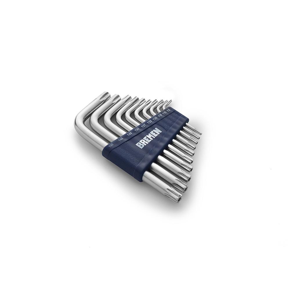 [BRELTC] LLAVE TORX EN "L" CORTA x 10 Pz. (T8/T50) BREMEN® (6906)
