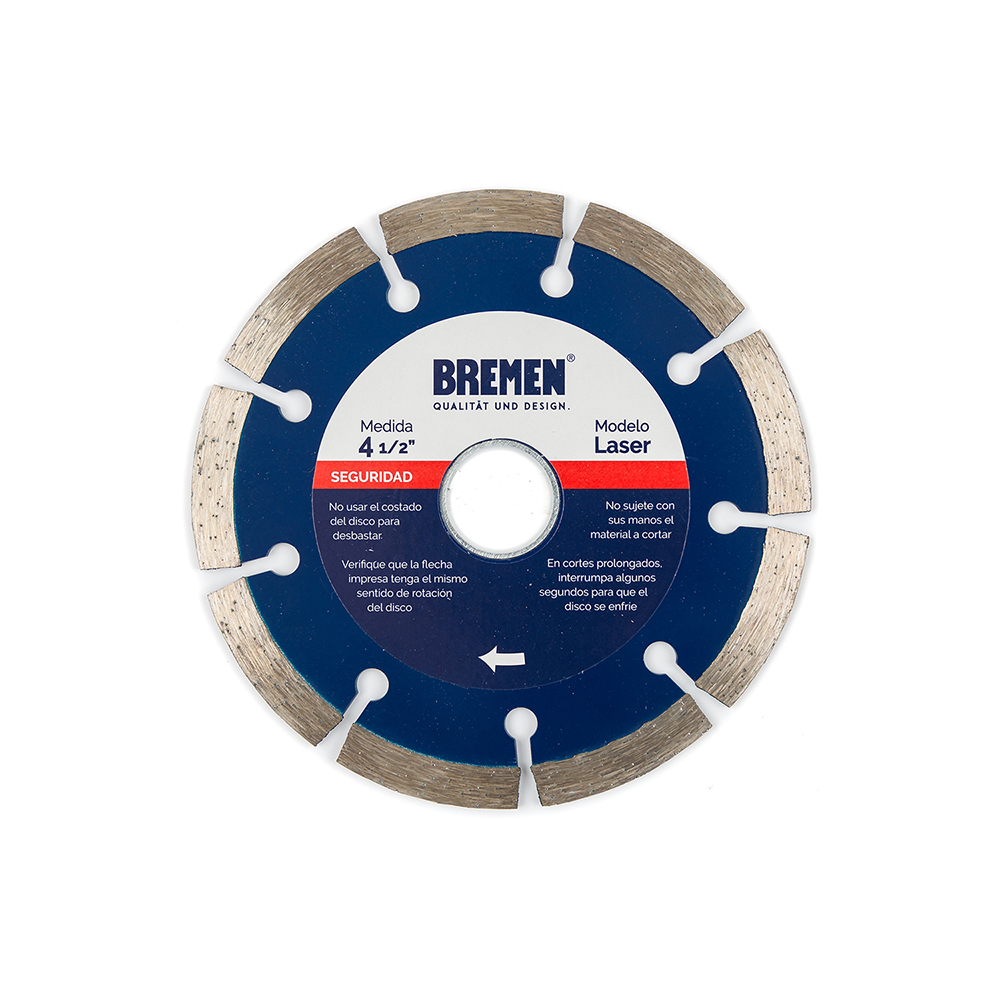 [BRED4S] DISCO DIAMANTADO  4-½" Segmentado (LASER) BREMEN® (4526)