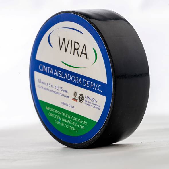 [GWC20NE] CINTA AISLADORA NEGRA PVC 20 mts. x 18 mm. 0,15 mm. WIRA®