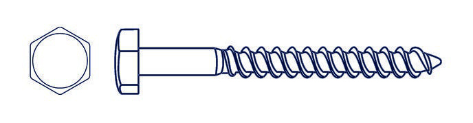 [TTF06063] TIRAFONDOS HEXAGONAL  [016]  1/4" x 2-1/2" (Caja x 300) BREMEN®
