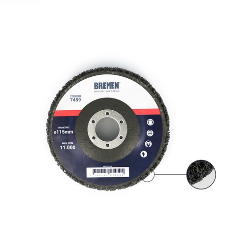 [BREDF45] DISCO ABRASIVO FIBRA GRUESA 4-1/2" BREMEN® [5 unid] para Amol. Ang. (7459)