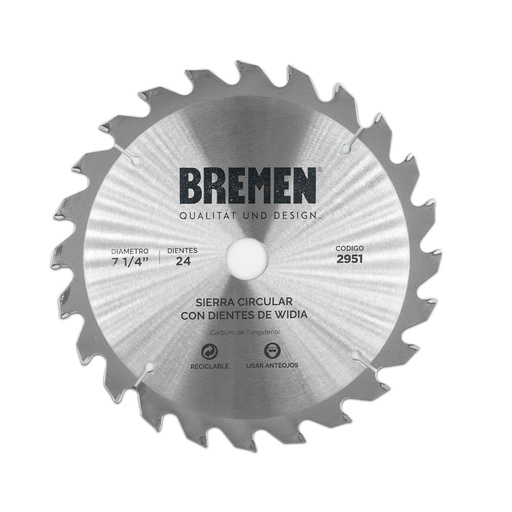 [2951] SIERRA CIRCULAR 7 ¼"-24 Dtes.WIDIA (ø20mm/ø16mm) BREMEN® (2951)