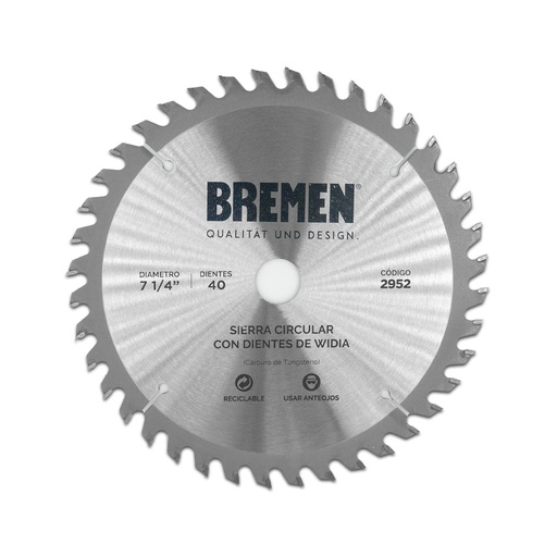 [2952] SIERRA CIRCULAR 7 ¼"-40 Dtes.WIDIA (ø20mm/ø16mm) BREMEN® (2952)