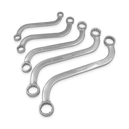 [BRELEC5P] LLAVE ESTRIADA CURVA TIPO "S" 5 Pz. BREMEN® (7779)