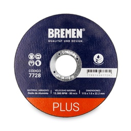 [7728] DISCO DE CORTE PLUS 4-1/2&quot; (115x1.0x22mm) [25 unid] BREMEN® (7728)