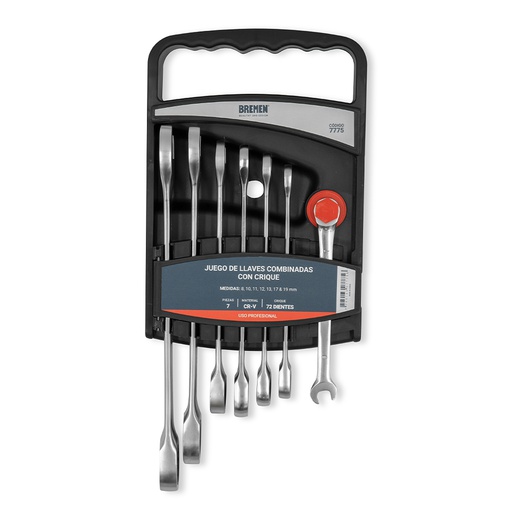 [BLCC7P] JUEGO DE LLAVES COMBINADAS CON CRIQUE (7 PZS) BREMEN® (7775)