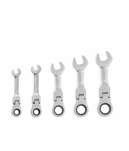 [BRELCC14] JUEGO LLAVES COMBINADAS CON CRIQUE CORTA ARTICULADA  8-14 (5 PZS) BREMEN® (8263)