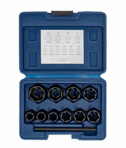 [BREEB10J] EXTRACTOR DE BULONES DAÑADOS EN JUEGO Enc.3/8" x  10 Pzs BREMEN® (8342)
