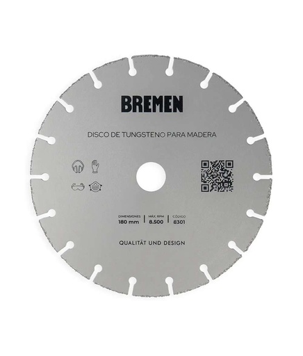 [8301] Disco de Tungsteno para Madera (180mm x 22,2mm) BREMEN® (8301)