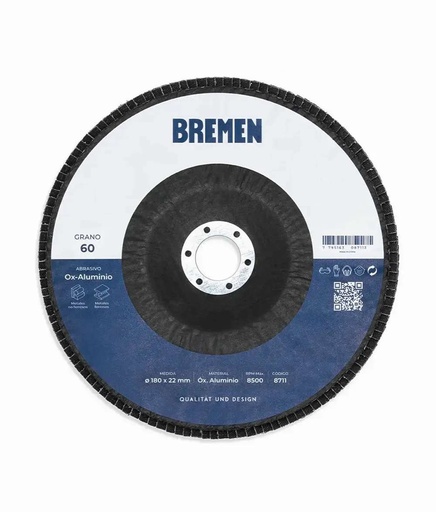 [8711] DISCO FLAP 7" (ø180x22mm) OX. ALUMINIO - 060 [10 unid] BREMEN® (8711)