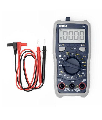 [8652] MULTÍMETRO DIGITAL TRUE RMS CON MED.DE TEMPERATURA BREMEN® (8652)