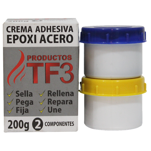 [TF3CAG] CREMA ADHESIVA EPOXI ACERO 200 Gr. 2 COMP.