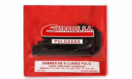 [POIJP] JGO. LLAVES ALLEN (1/16 a 3/8) 9 Pz. EXTRAPOL