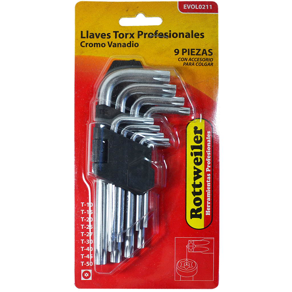 [CHILTC] LLAVES TORX EN JUEGO X 9 PIEZAS SERIE CORTA